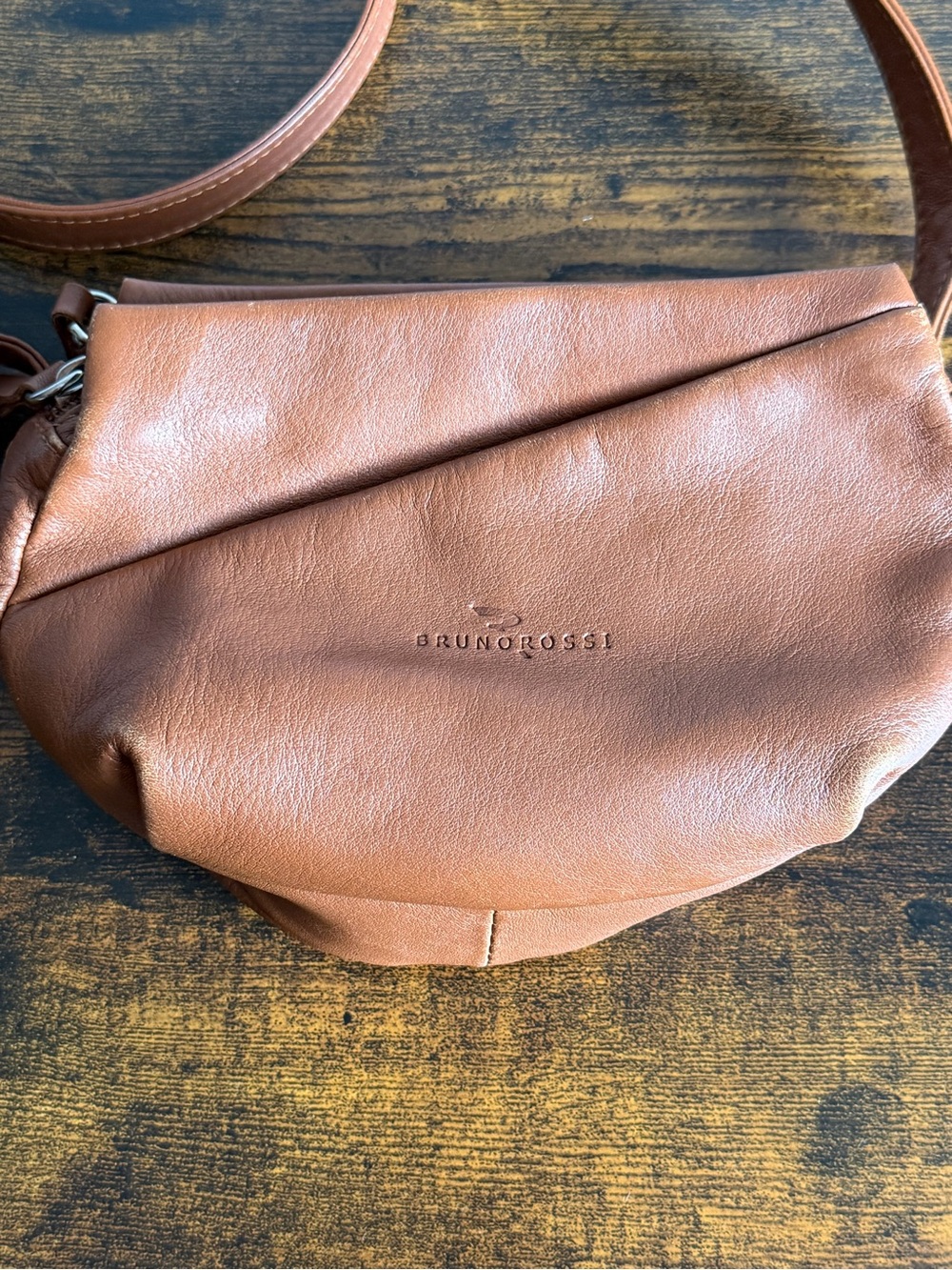 Bruno Rossi Made in Italy Brown Leather Crossbody Handbag Purse Like New - Picture 4 of 12